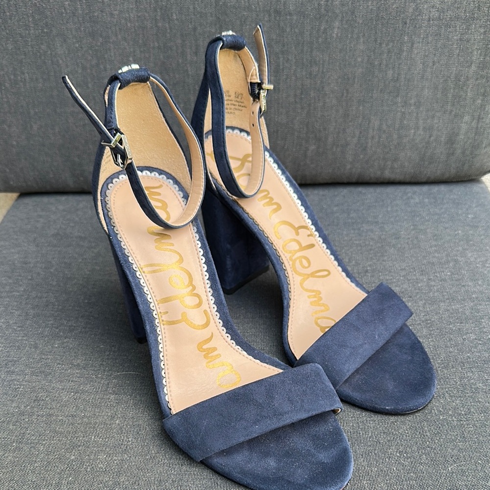 Sam Edelman Yaro Navy Suede Heels size 6.5 W